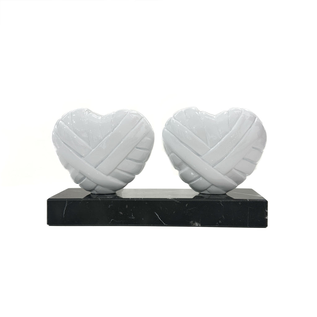 Double Hearts Sculptures by Stathis Alexopoulos (White)