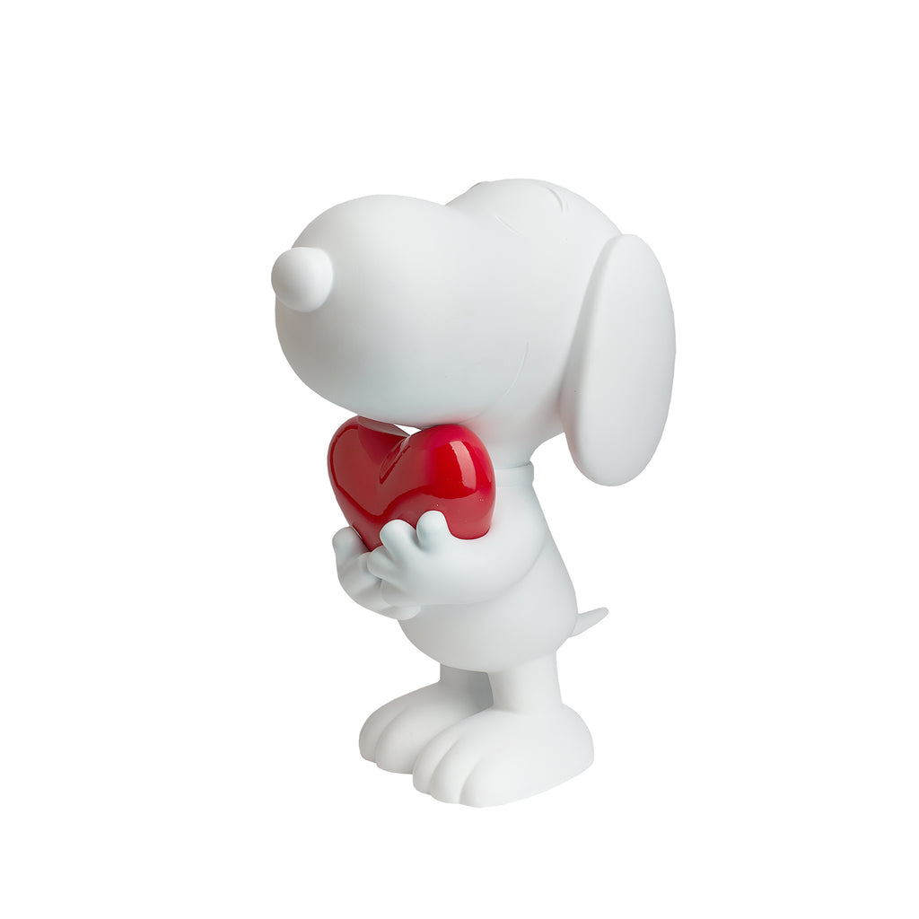 White Snoopy Sculpture with Glossy Red heart by Leblon Delienne