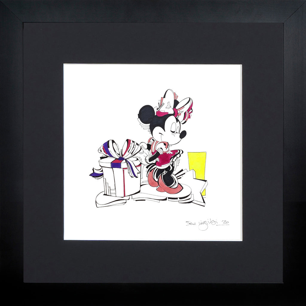 Minnie painting on paper with Black Frame and passepartoux by Irene Vergitsi