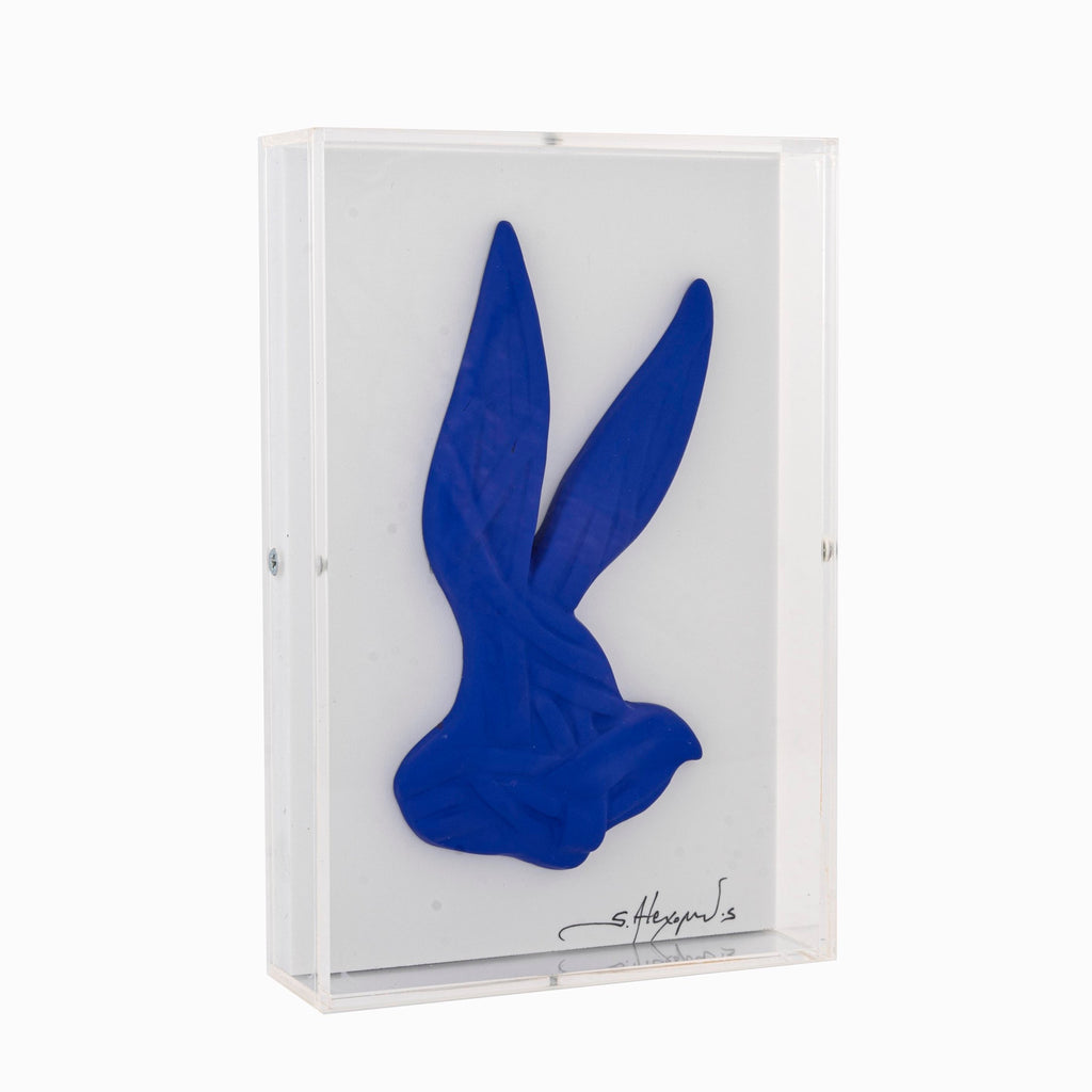 Blue Bunny in Plexiglass box by Stathis Alexopoulos
