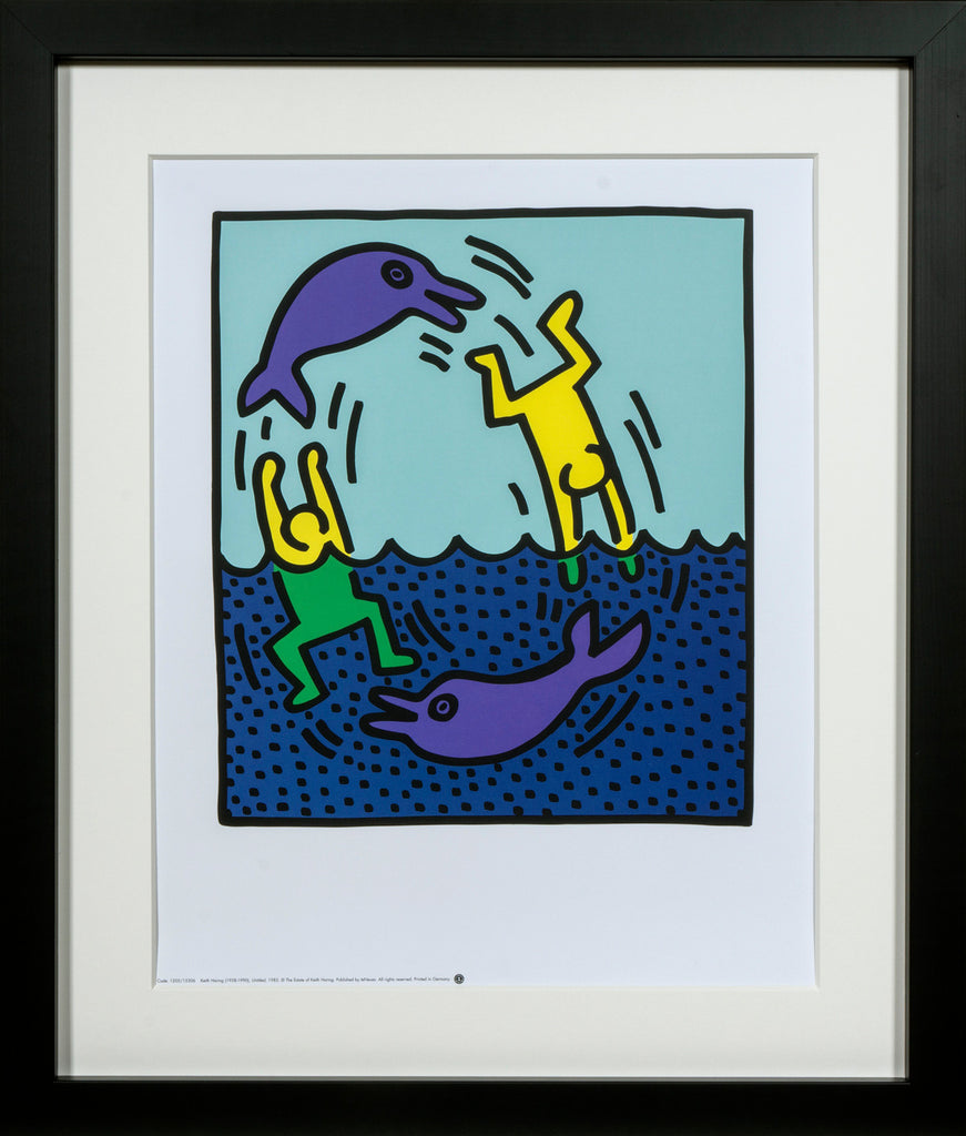 Keith Haring Dolphin Paintings (FRAMED)