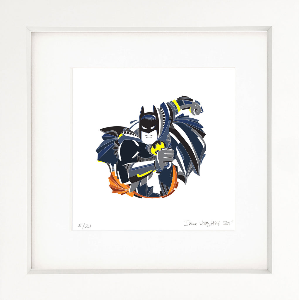 Batman glicee art print by Irene Vergitsi (White Frame)