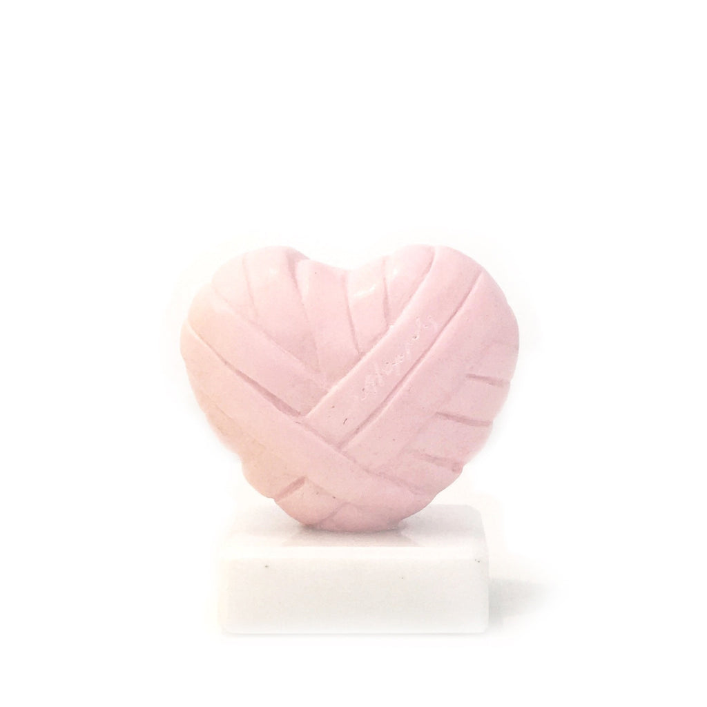 love me small heart resin sculpture by Stathis Alexopoulos (baby pink)