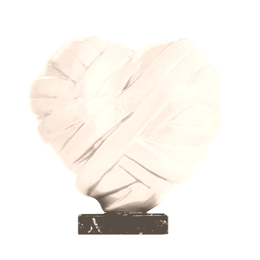 Metallic White Heart Resin Sculpture by Alexopoulos Stathis