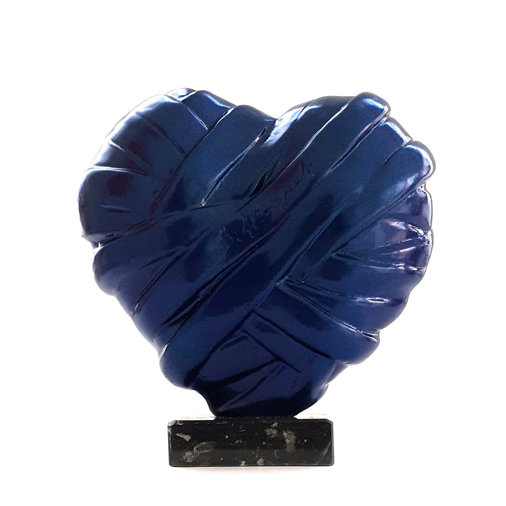Blue Metallic Heart Sculpture by Alexopoulos Stathis