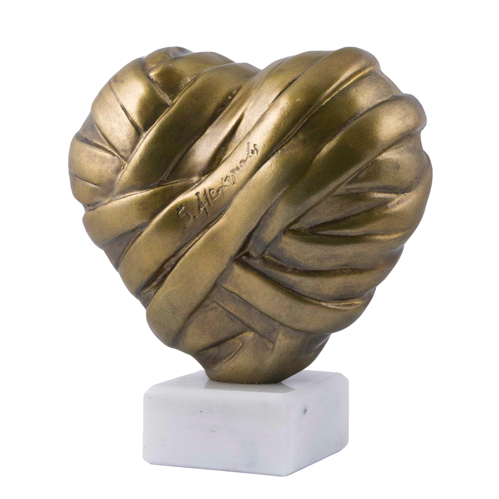 Gold Bronze Heart Resin Sculpture by Alexopoulos