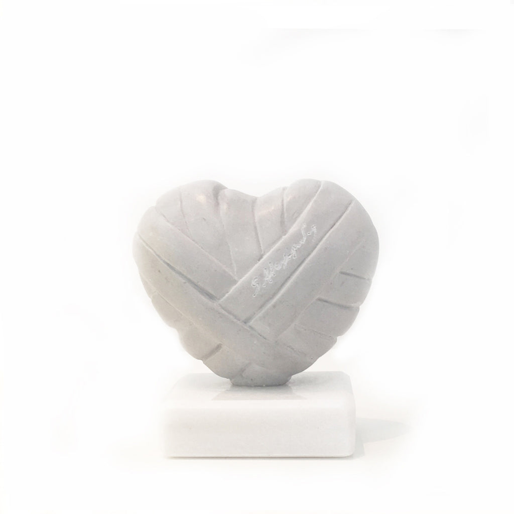 love me small heart resin sculpture by Stathis Alexopoulos (fluo grey)