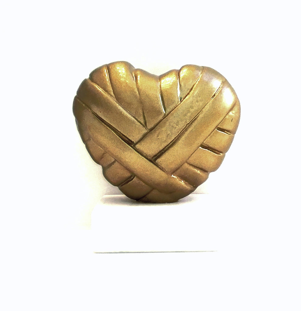 love me small heart resin sculpture by Stathis Alexopoulos (Gold)