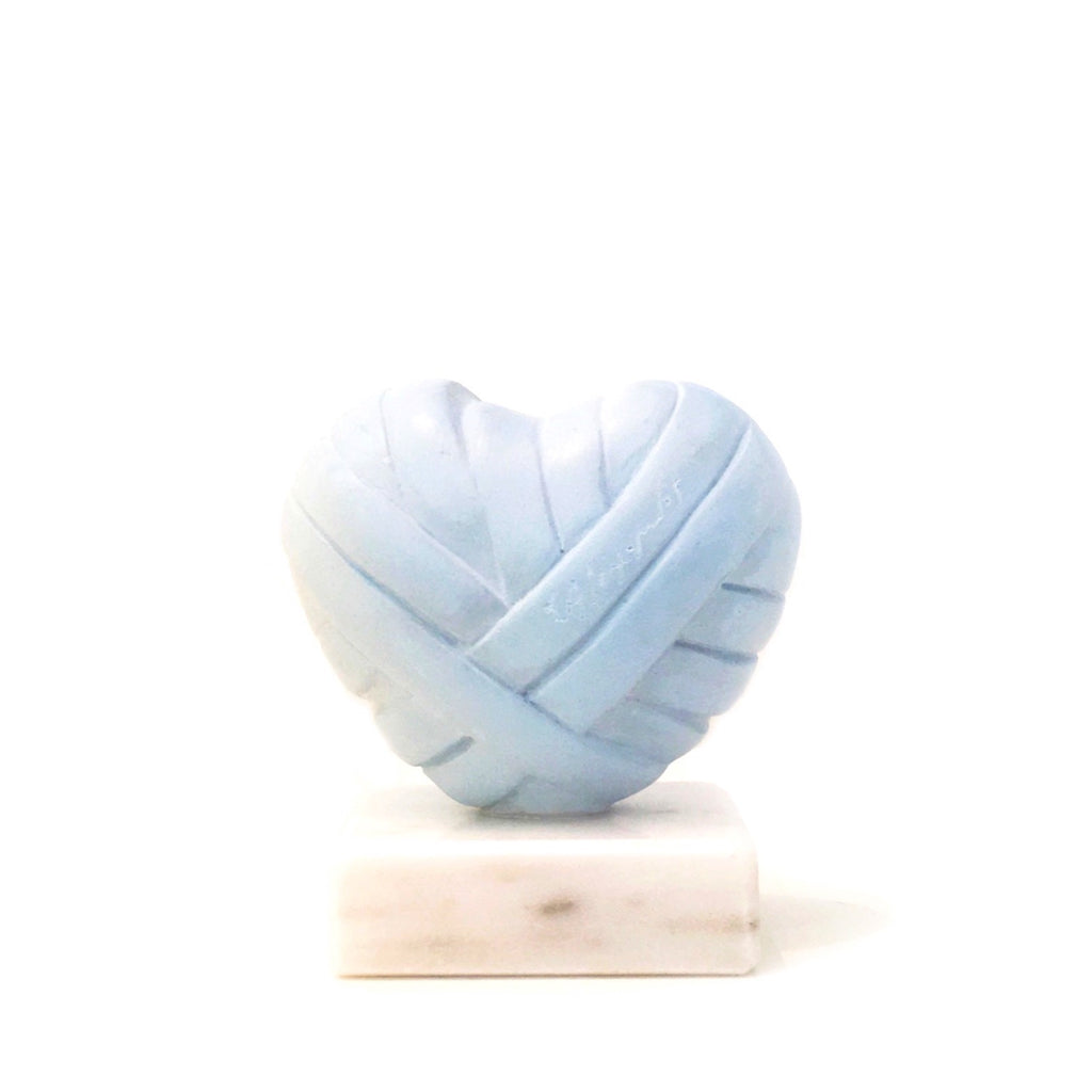love me small heart resin sculpture by Stathis Alexopoulos (baby blue)