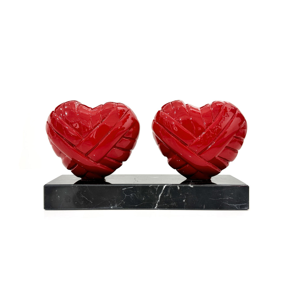 Double Hearts Sculptures by Stathis Alexopoulos (Red)