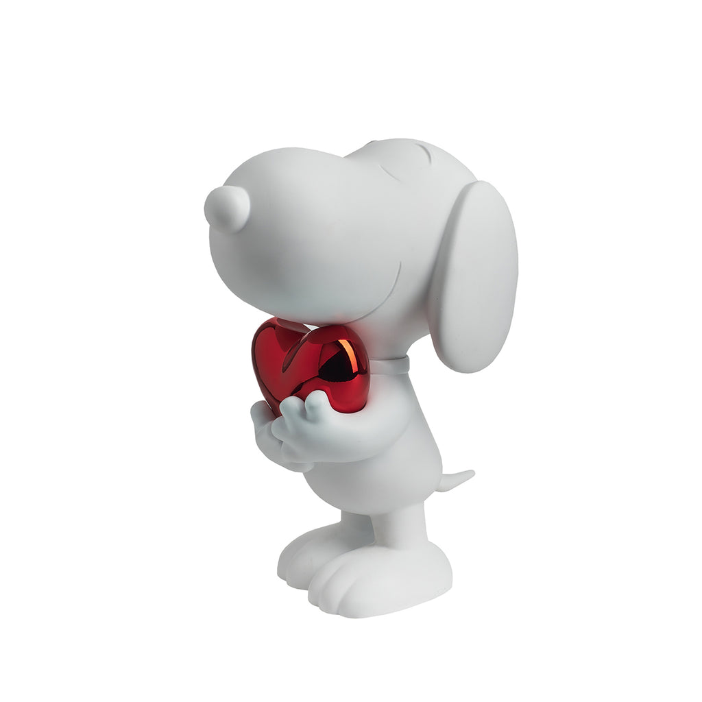 White Snoopy Sculpture with Chromed Red heart by Leblon Delienne