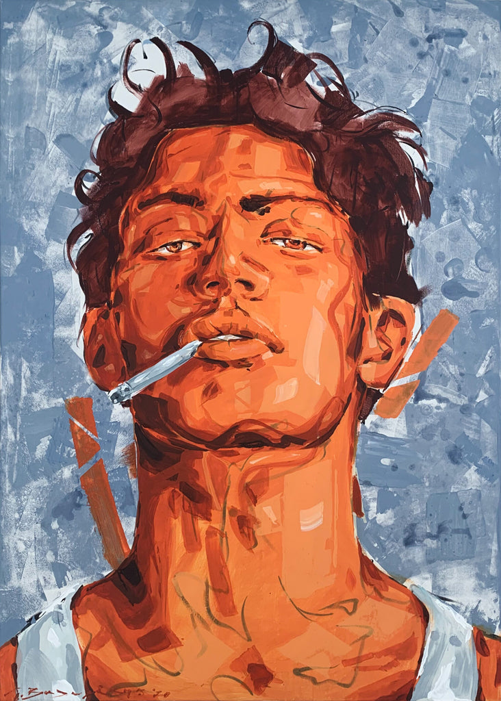 man smoking Painting by Giannis Valyrakis