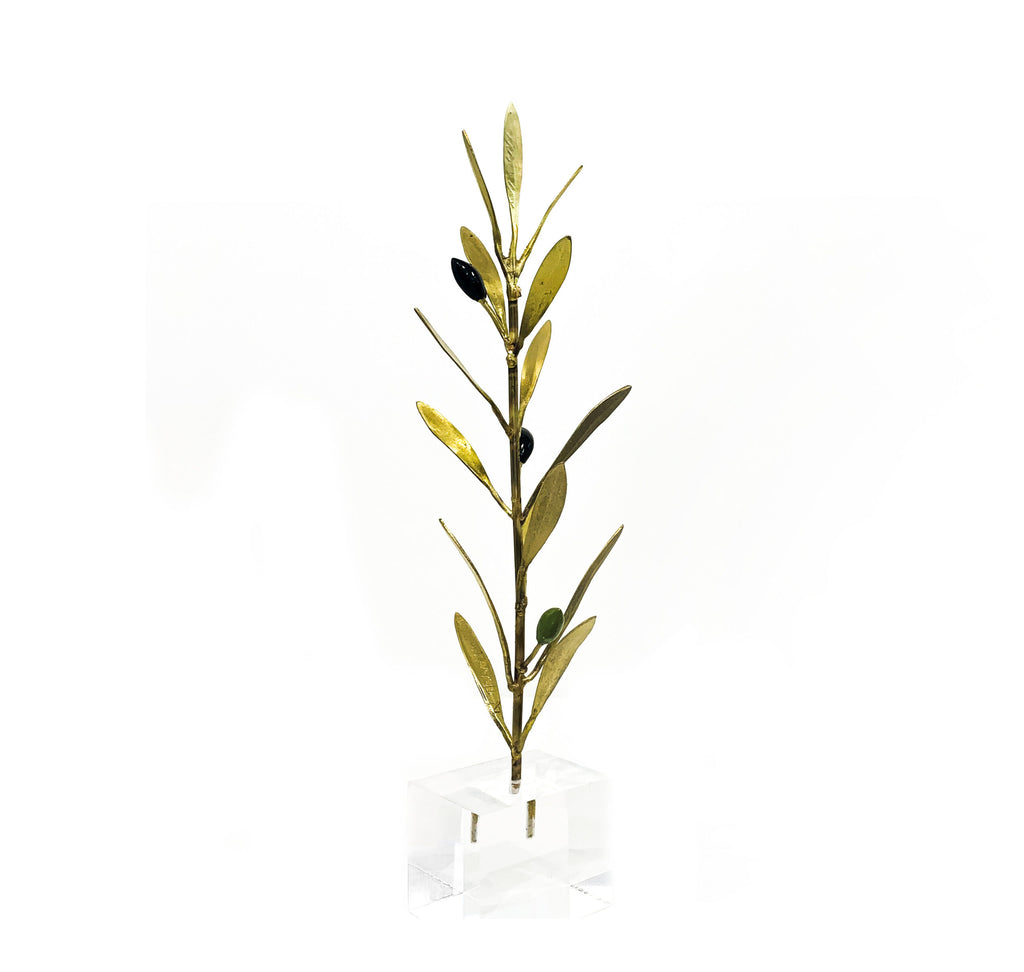 Bronze Olive Branch on Plexiglass by Aggelos Panagiotidis