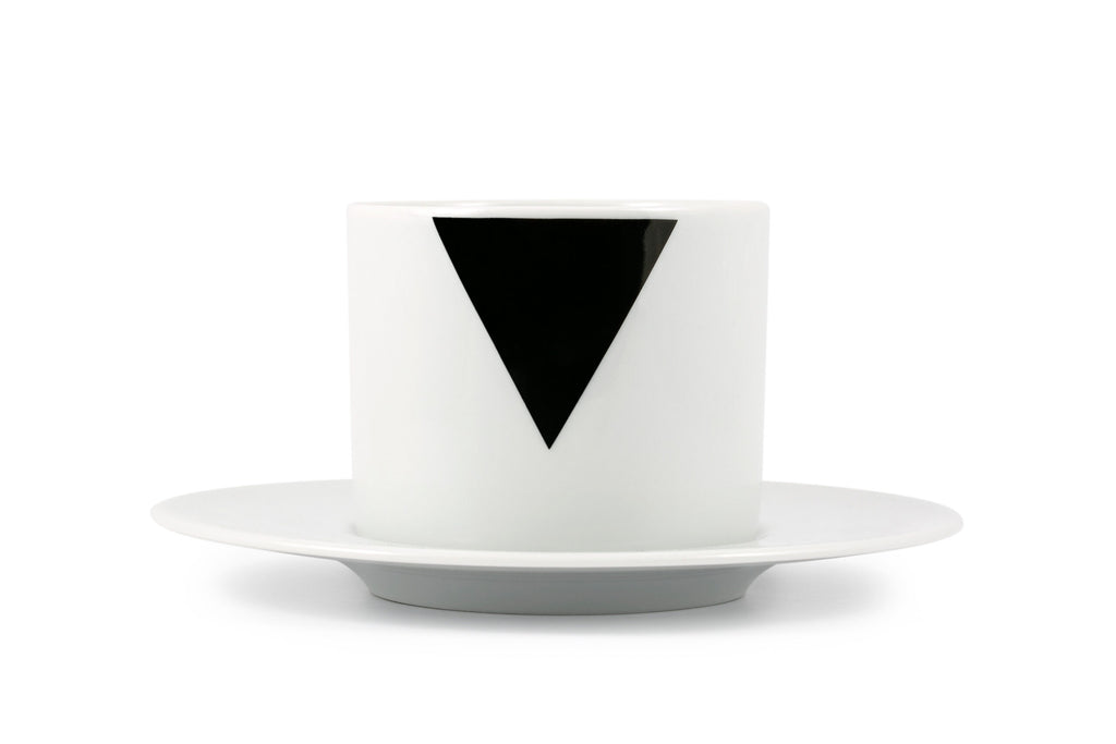 Coffee cup Arrow and trigonal by rotate design (Black and White)