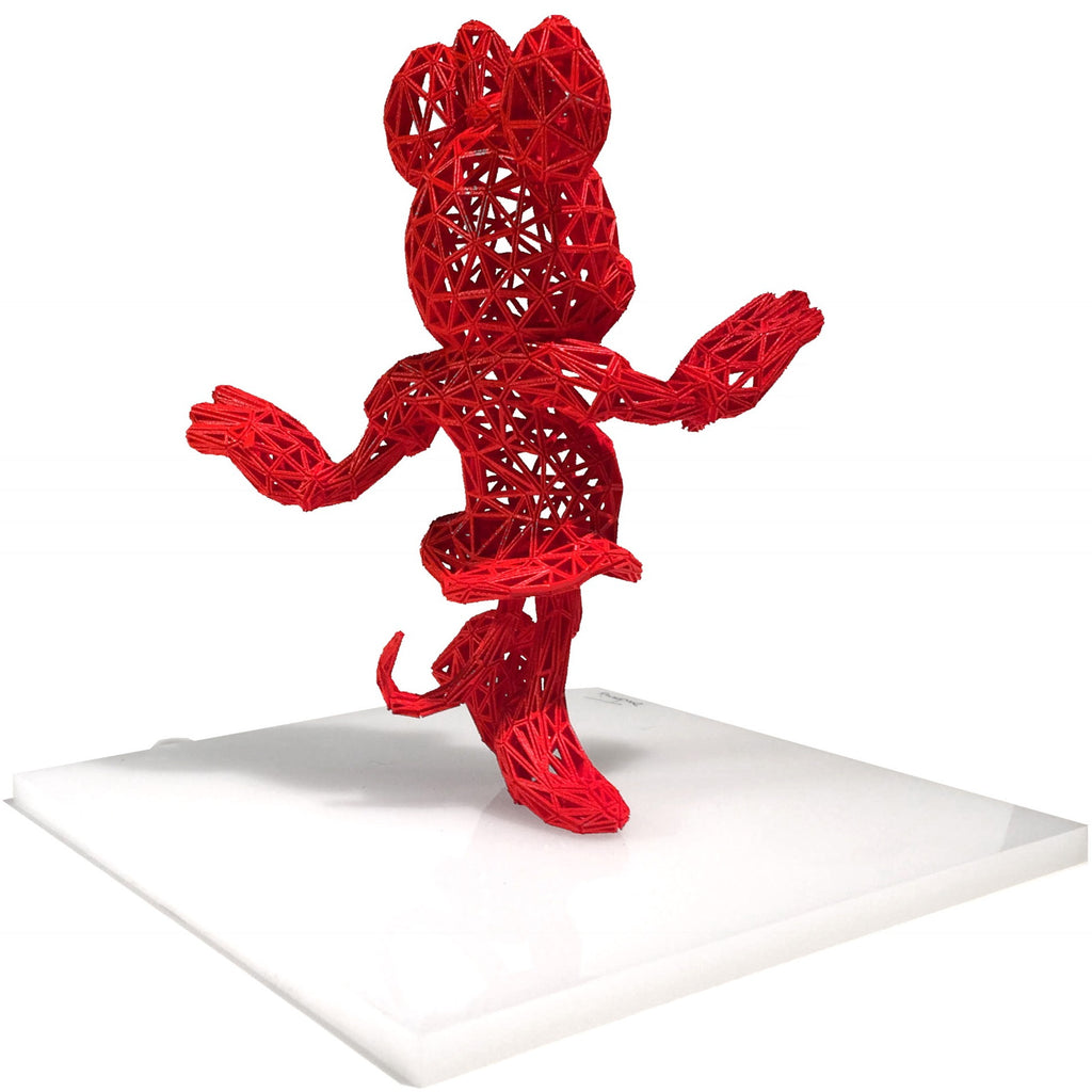 Minie 3d Sculpture on White Acrylic Base by Antonis Kiourktsis (Red)