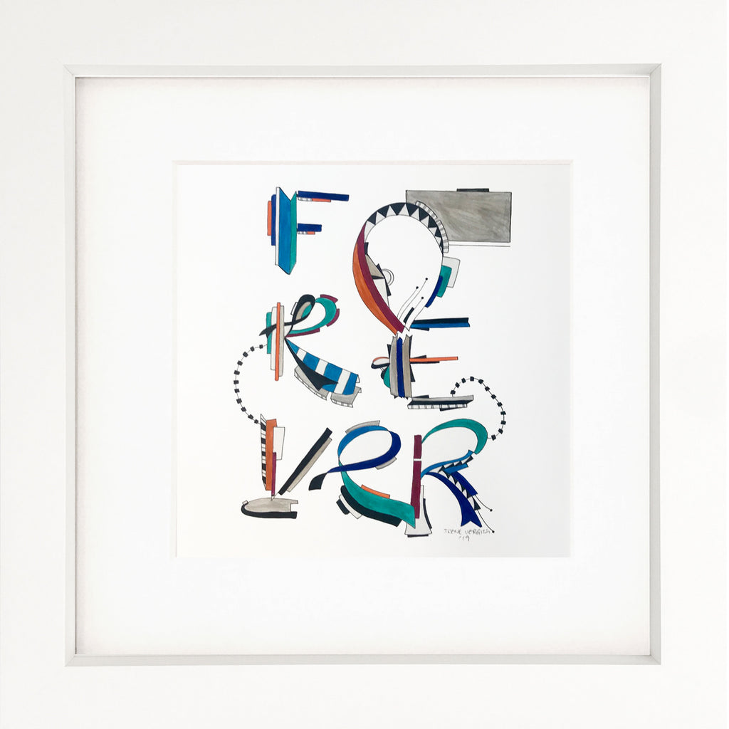 forever  Pen on paper by Irene Vergitsi (Framed)