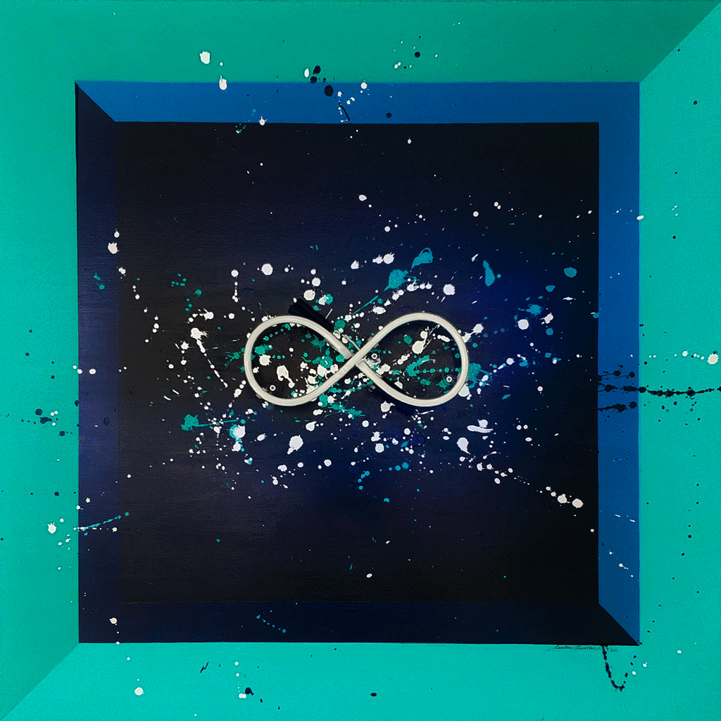 Infinity Framed Blue paintings by Caroline Rovithi