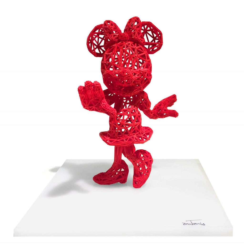 Minie 3d Sculpture on White Acrylic Base by Antonis Kiourktsis (Red) 1