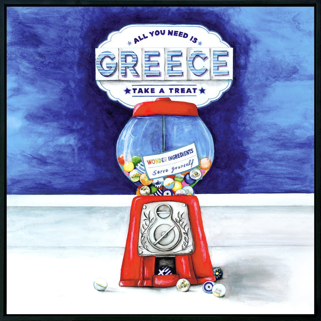 All you need is Greece art Print with frame by Caroline Rovithi
