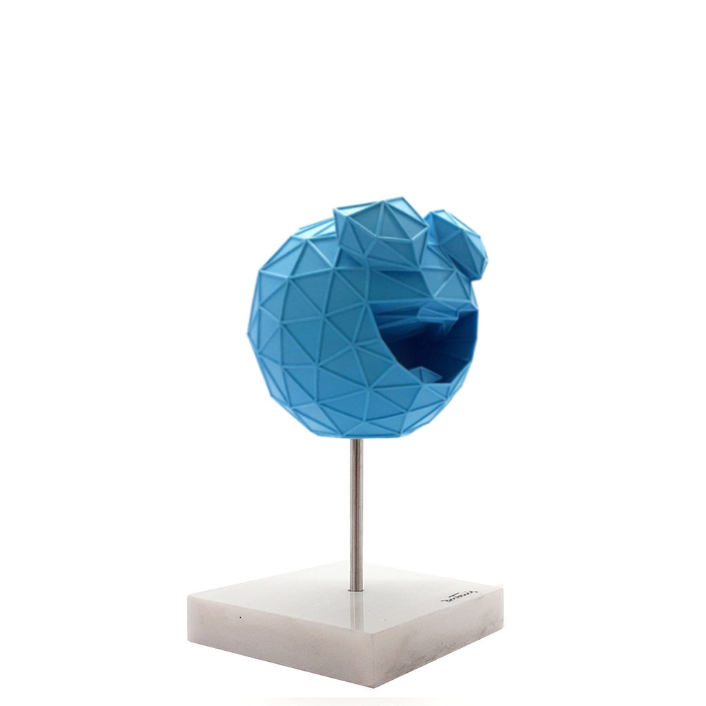 Smile Emoji 3D Resin Sculpture by Antonis Kiourktsis (Light Blue)