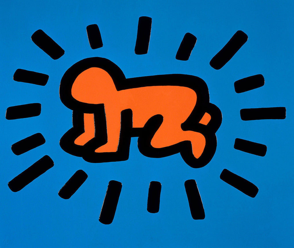 Radiant Baby print by Keith Haring (Blue, Orange)