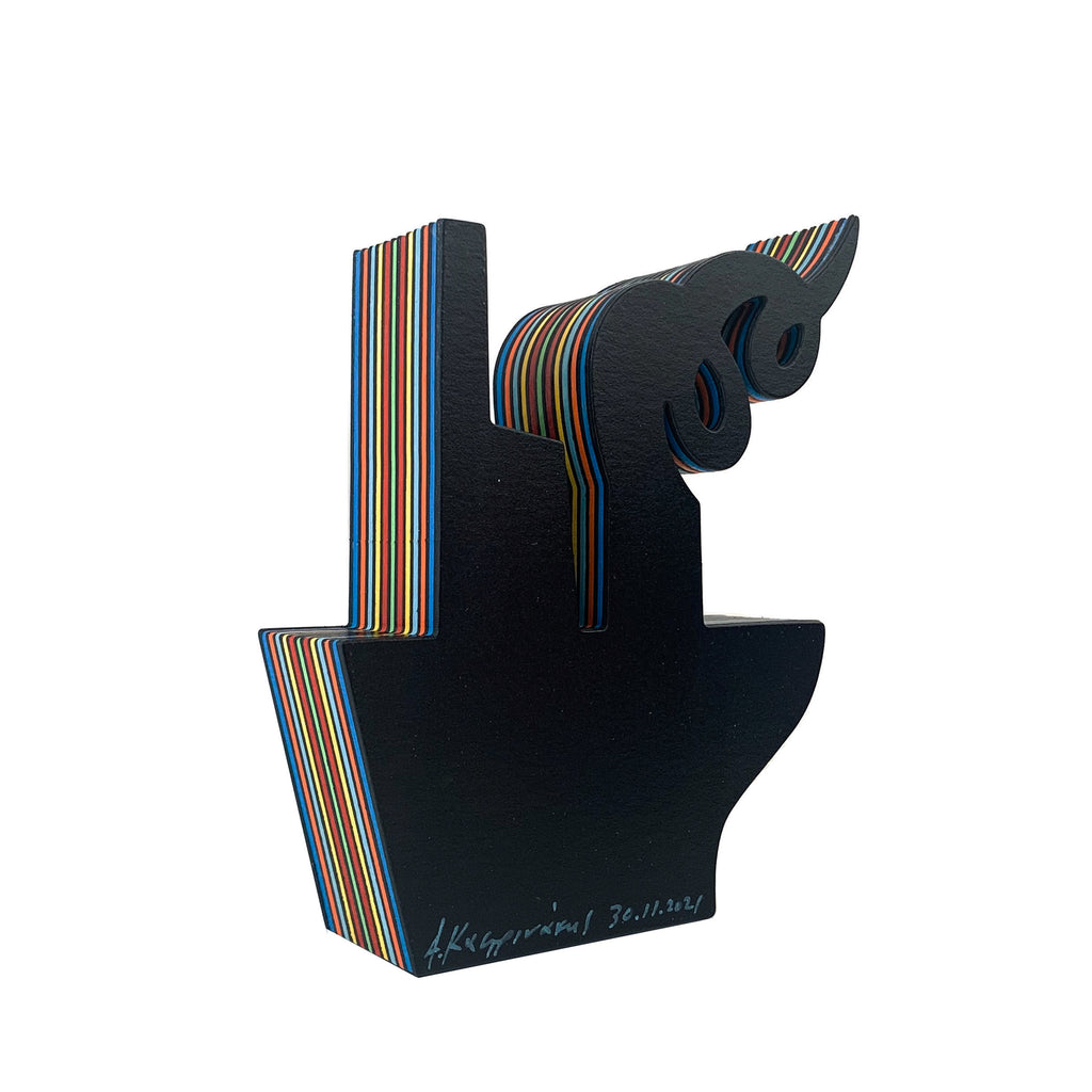 Cardboard Black boat with Color stripes by Antonis Kastrinakis