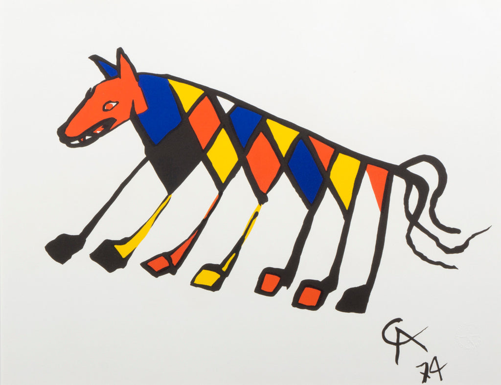 Proginal lithographic print  from the "The Flying Colors Collection 1975" created by Alexander Calder for Braniff Airlines.