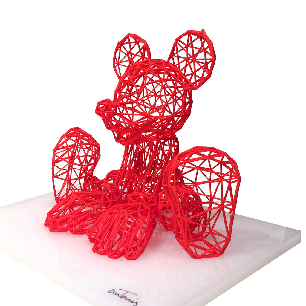 Mickey 3d Sculpture on Acrylic Base by Antonis Kiourktsis (Red) 2