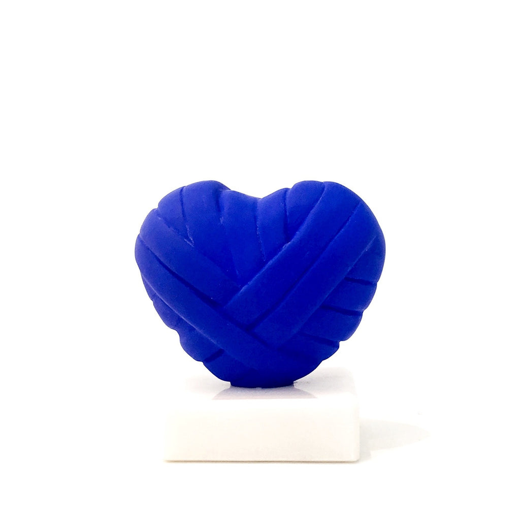 love me small heart resin sculpture by Stathis Alexopoulos (fluo blue)