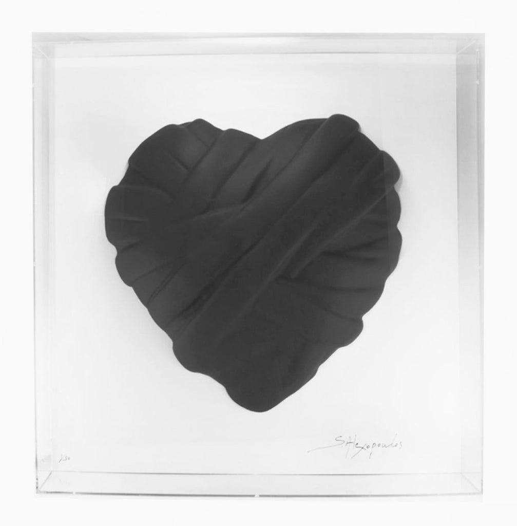 Love Me heart resin on plexiglass by Alexopoulos Stathis (Matte Black)