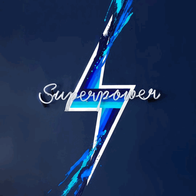 Superpower neon painting by Caroline Rovithi (Blue)