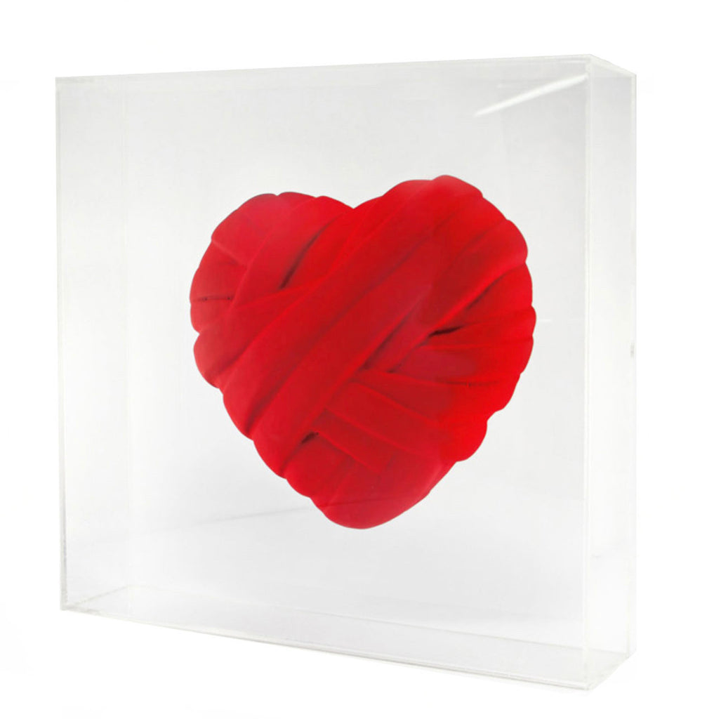 Love Me heart resin on plexiglass by Alexopoulos Stathis (Red)