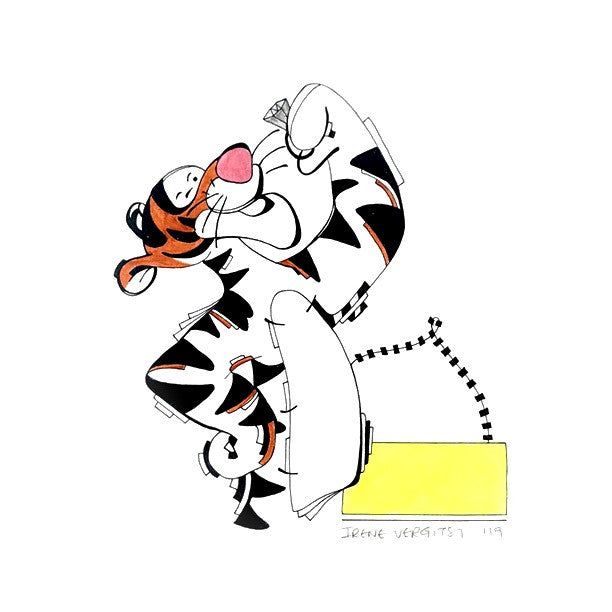 Tiger cartoon Acrylics on paper by Irene Vergitsi