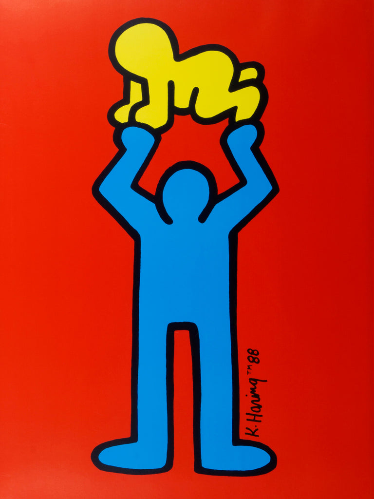 Man with the baby Art Print by Keith Haring (1988)