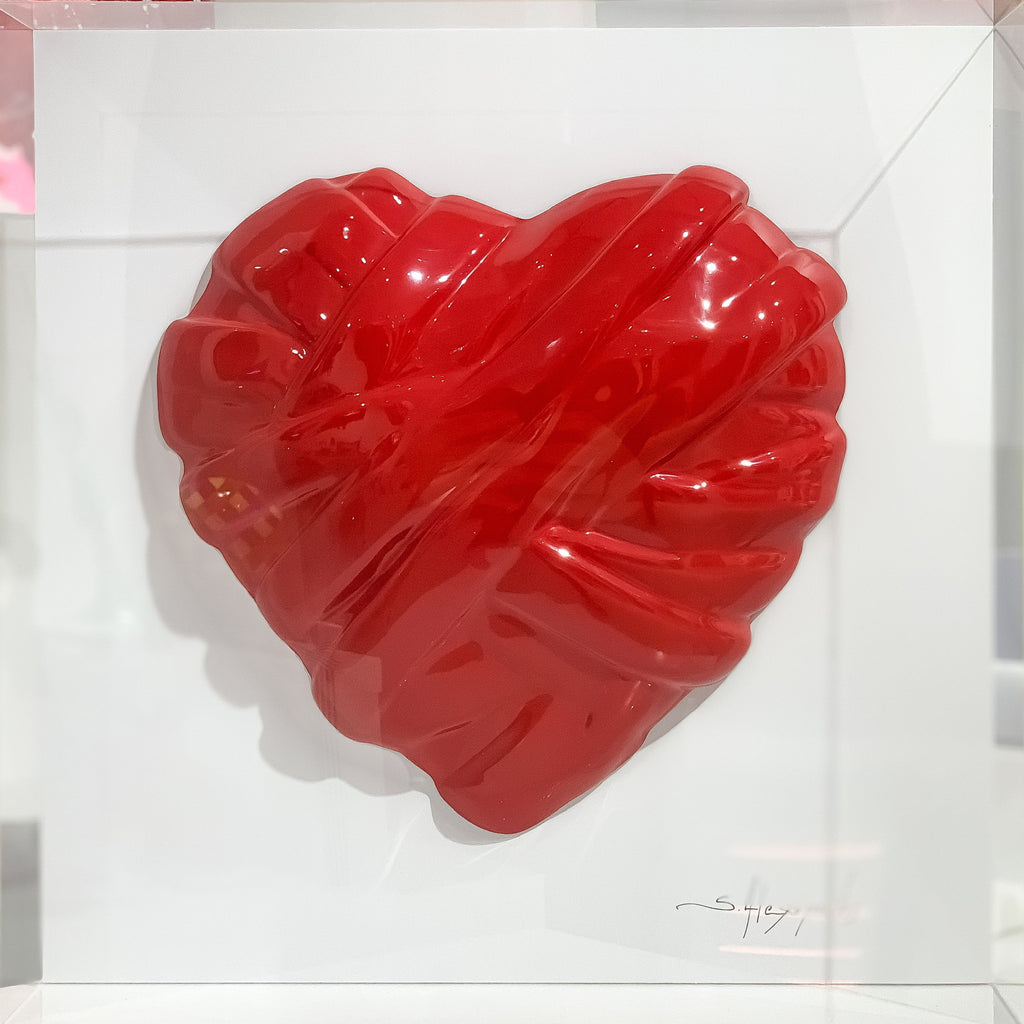Metallic Heart Resin Sculpture on Plexiglass by Alexopoulos