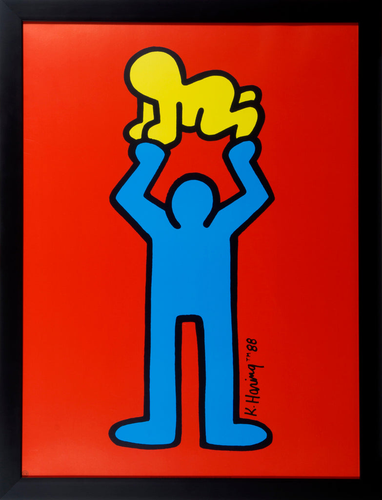 Man with the baby Art Print by Keith Haring (Framed)