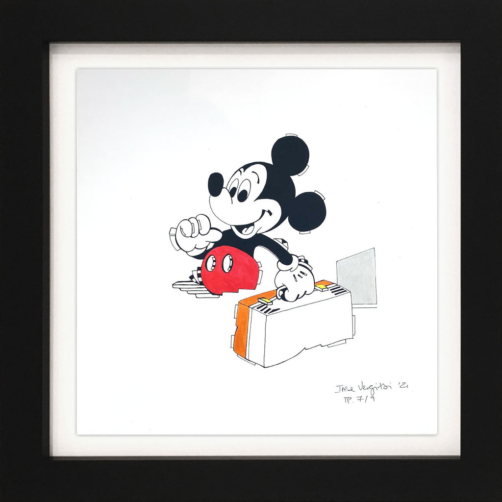 Mickey Mouse  Ink Painting by Irene Vergitsi Limited Edition (Framed)