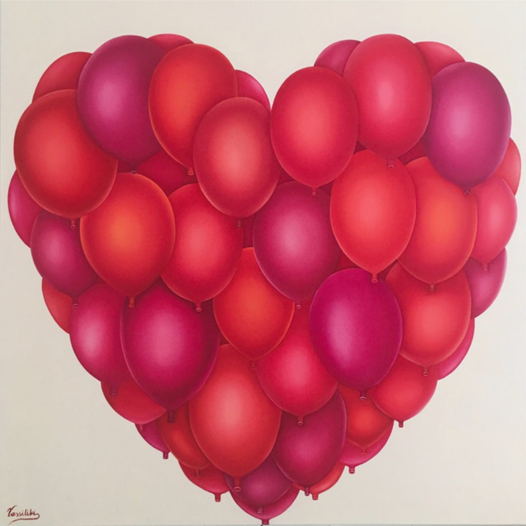 heart paintings oil on canvas by Vassiliki (Red)
