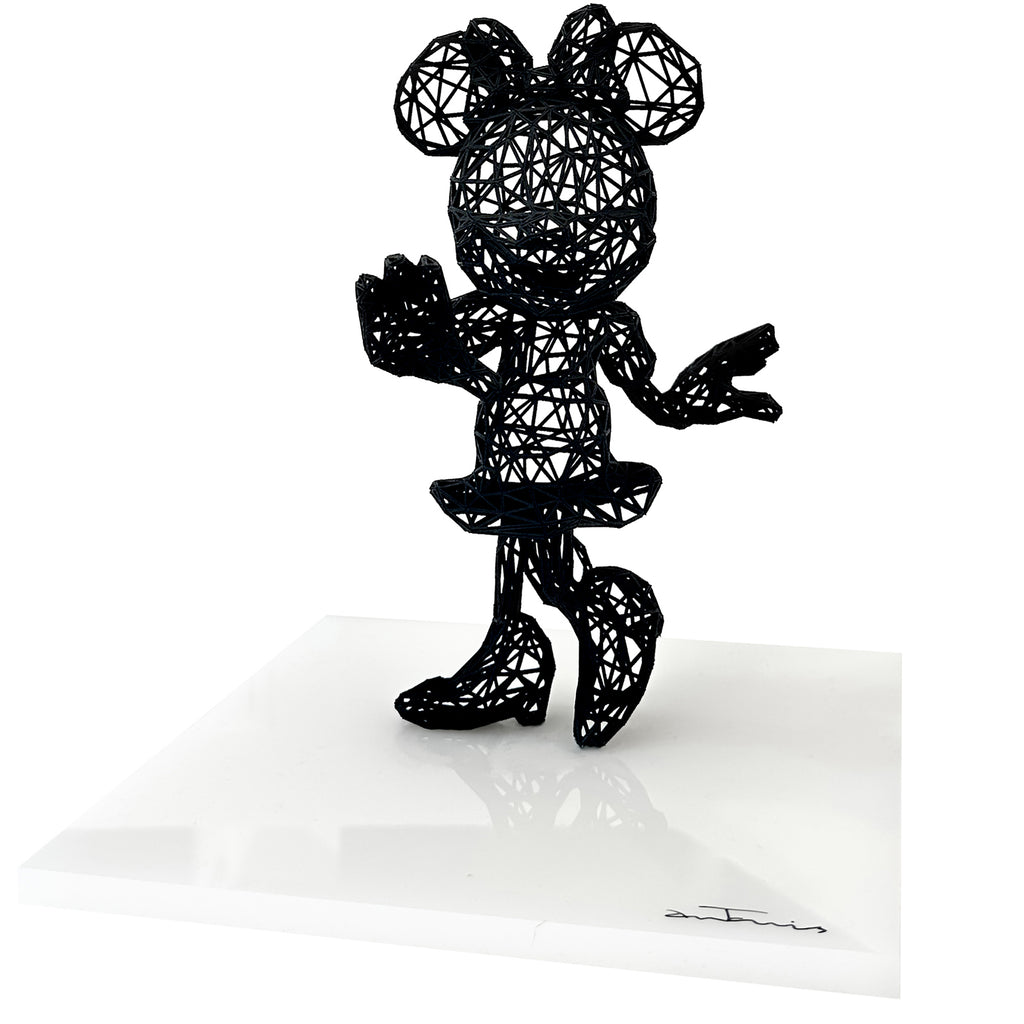 Minie 3d Laser Cut Sculpture on White Acrylic Base by Antonis Kiourktsis (Black)
