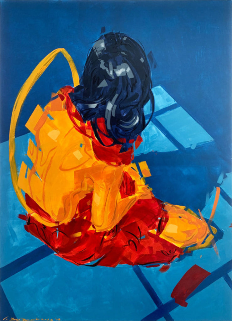 Acrylics on Canvas by John Valyrakis (Orange Blue)